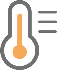 An icon of a thermometer showing a temperature of degrees celsius.
