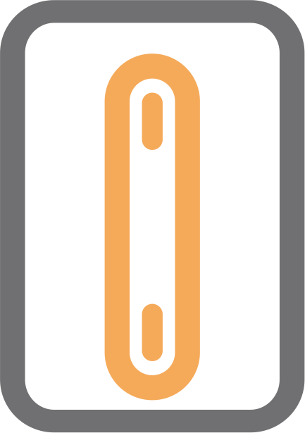 An icon of a needle in a square on a white background.