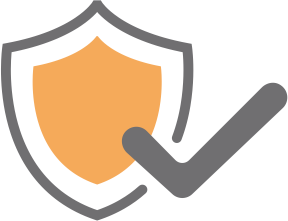 A shield with a check mark next to it.