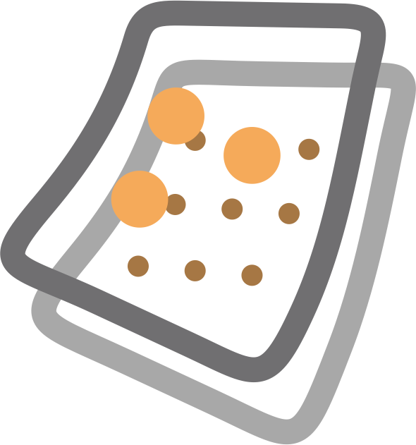 A drawing of a piece of paper with circles on it.