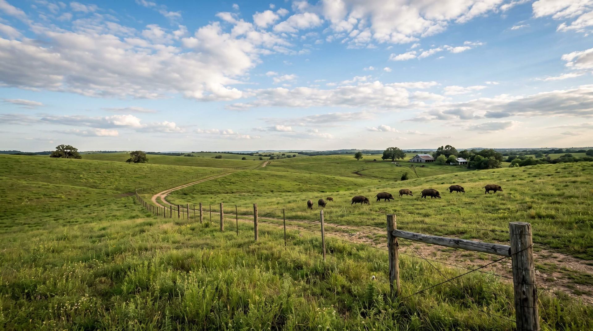 Fenced off private land with hogs around