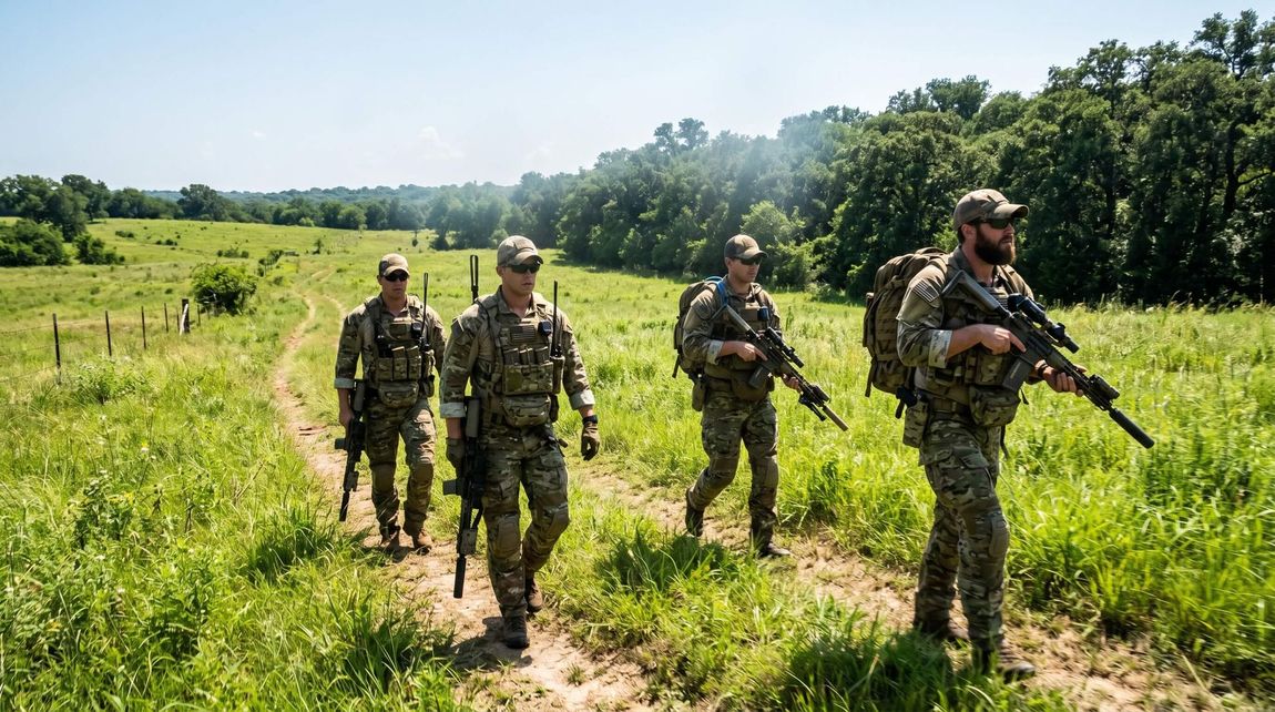Hunters in the field during summer