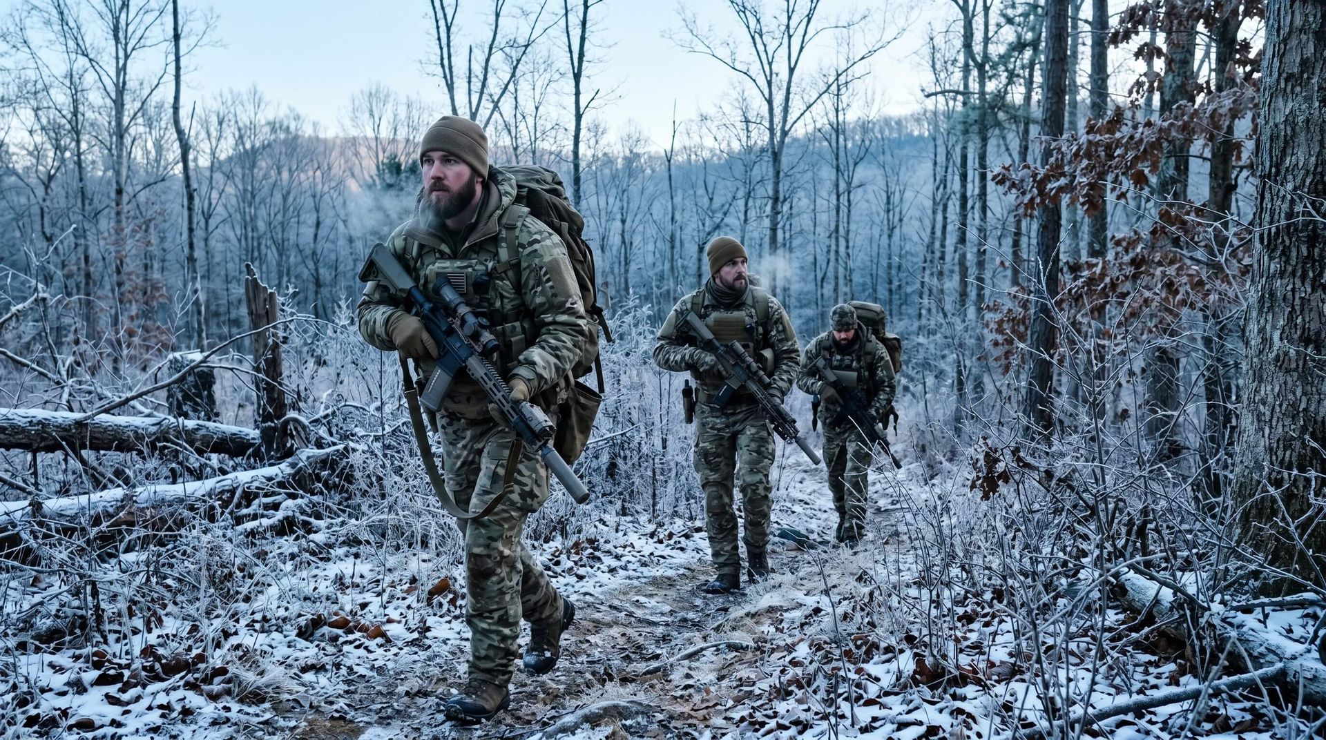 Hunters braving the winter while hunting hogs