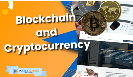A collage of images with the words blockchain and cryptocurrency