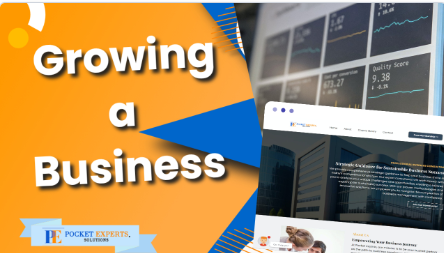 A poster that says growing a business on it