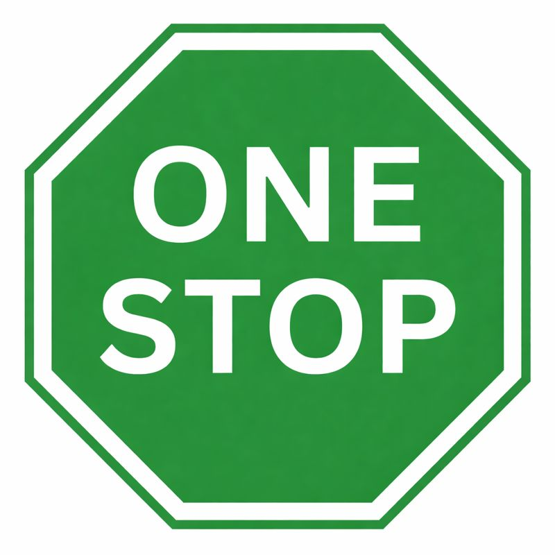 Red octagonal sign reading