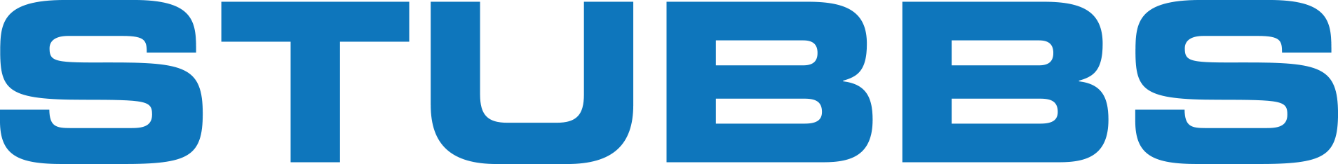 STUBBS logo in blue and white text