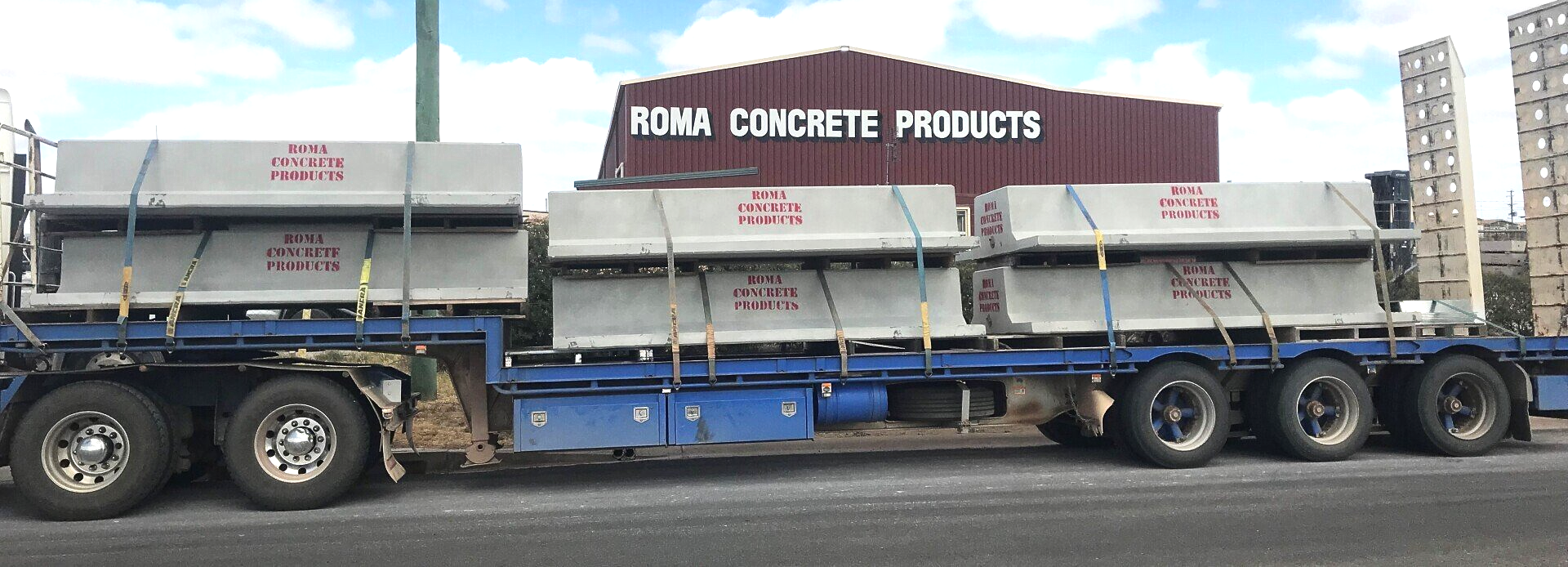 Concrete troughs on a truck for delivery