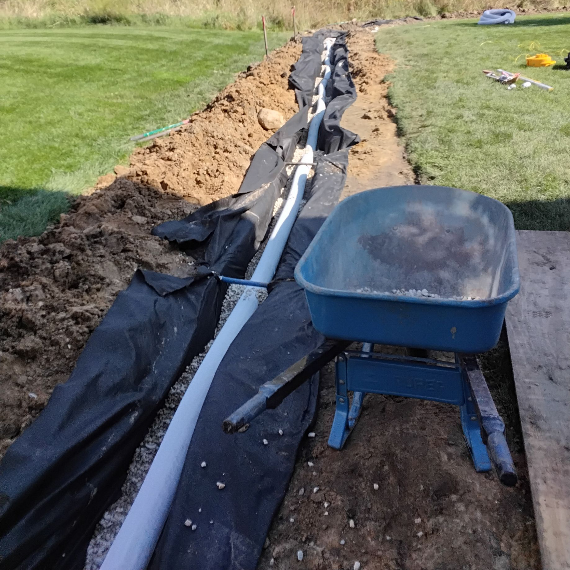 French drain being installed 