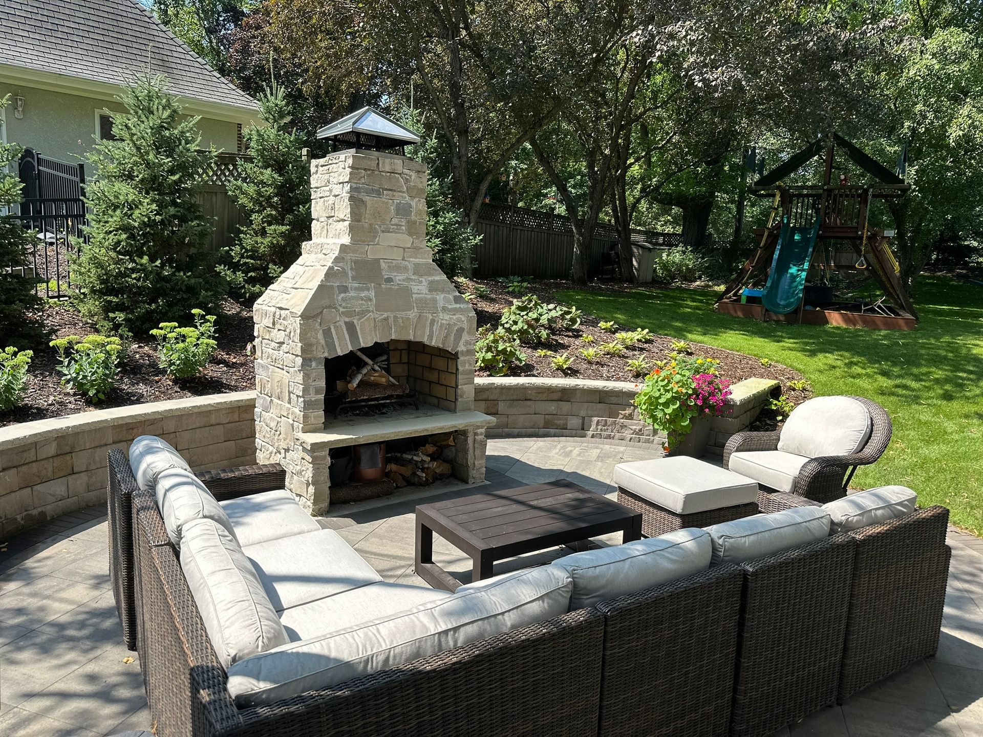 outdoor patio and fire pit area in Minnesota