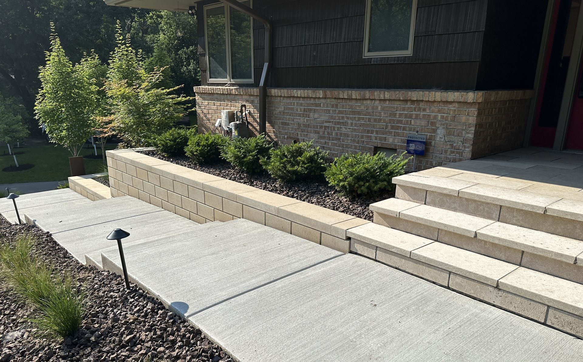 Front+yard+landscaping+mid+century+modern+walkway+steps+sidewalk+walls+MN+KG+Landscape