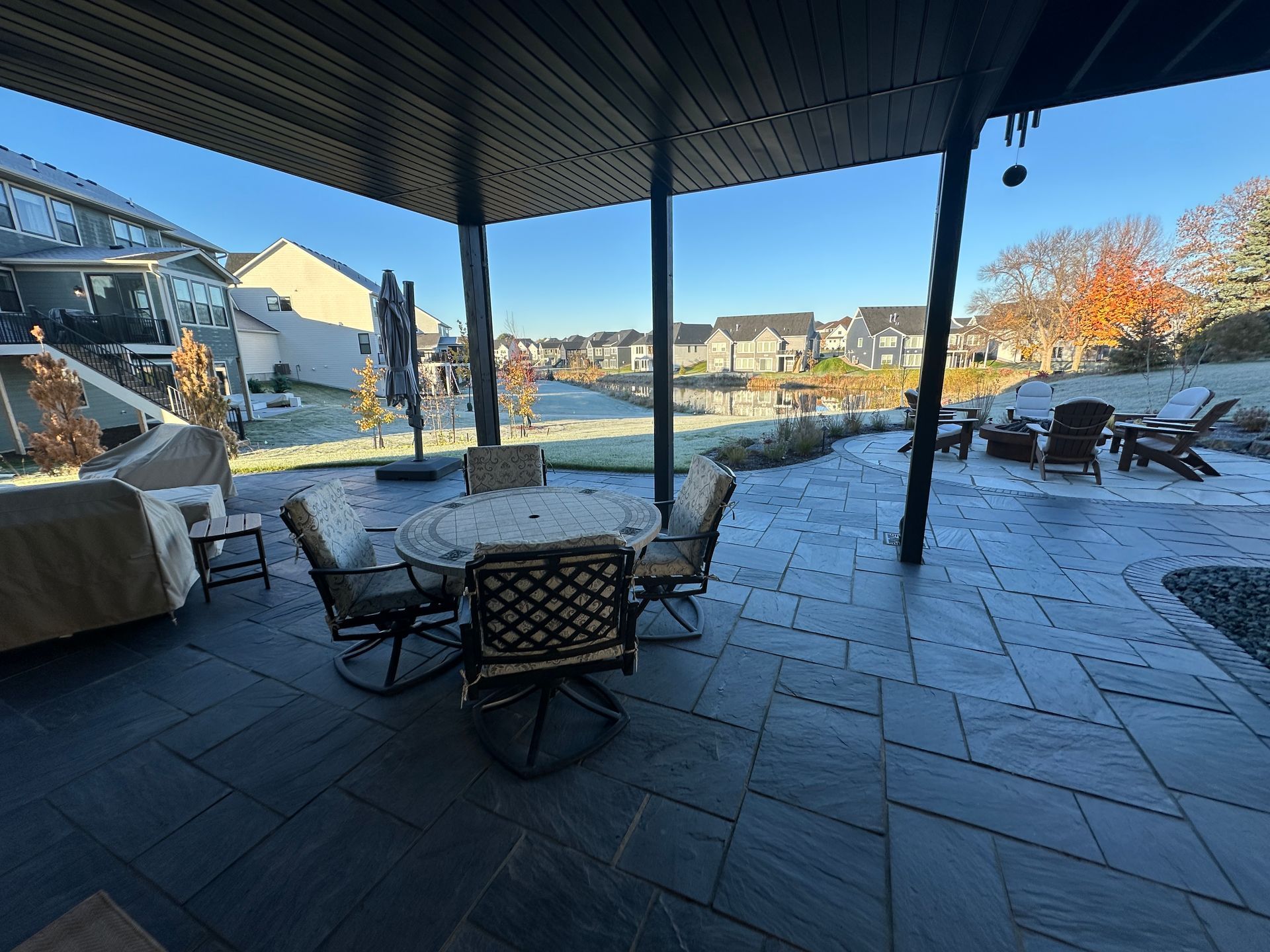 full outdoor living space with multiple zones