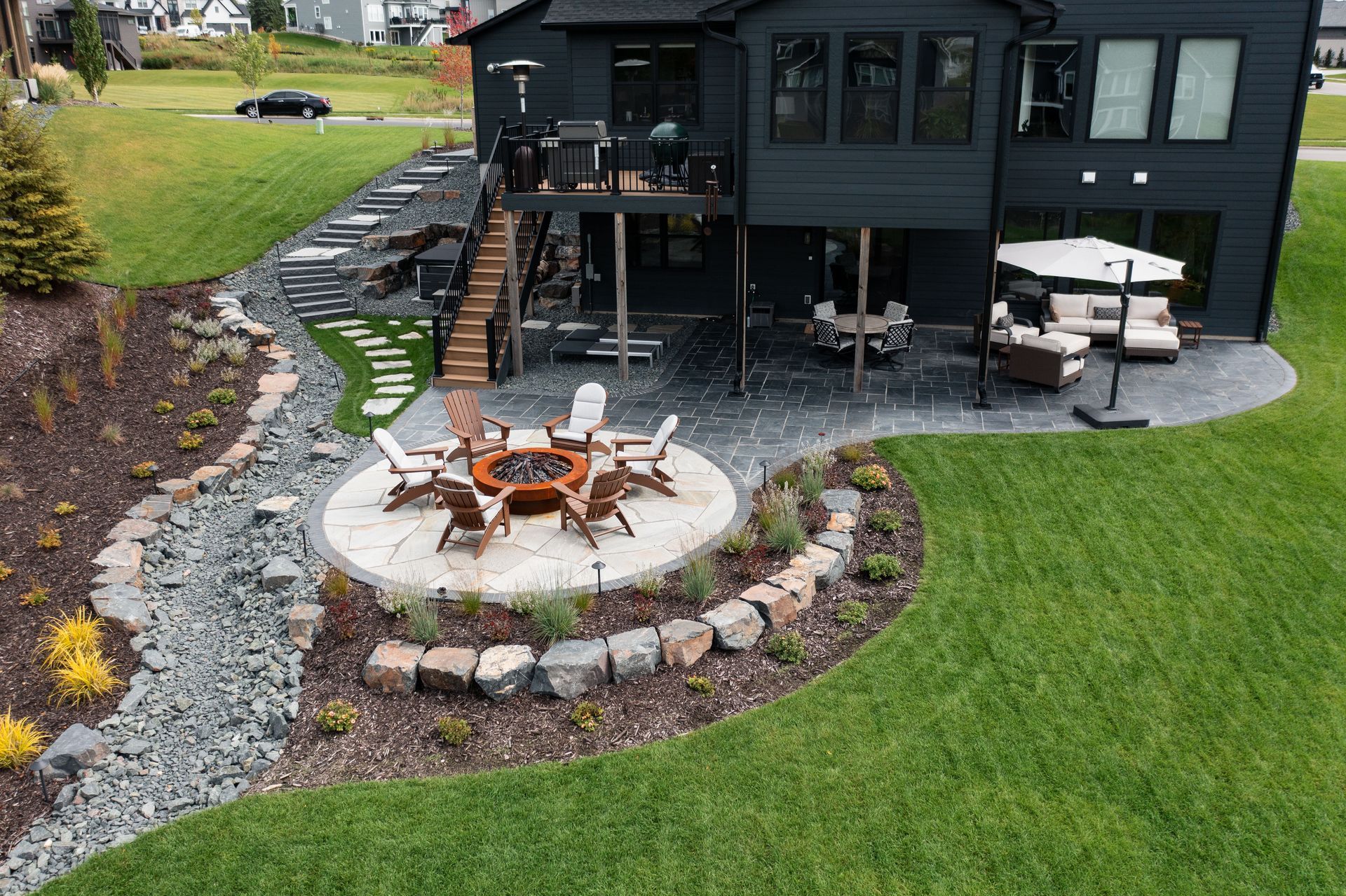 Walkout patio design for new built in Minnesota. 