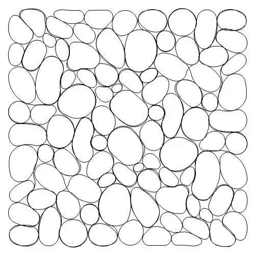 A black and white drawing of a pile of rocks on a white background.