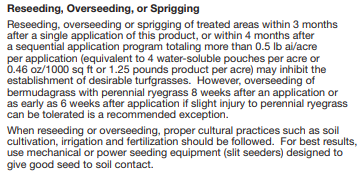 A page of text about reseeding overseeding and sprigging