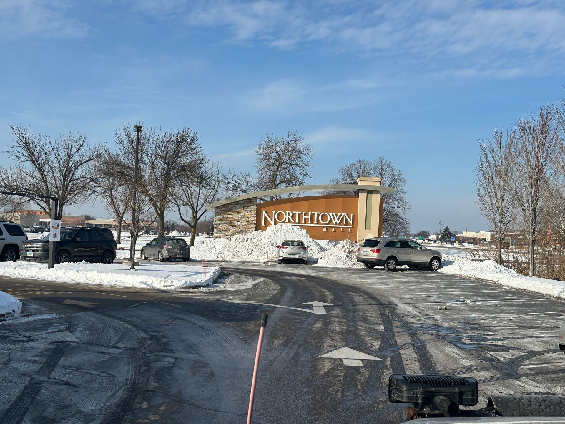 Commercial snow plowing at Northtown Mall in Blaine, MN