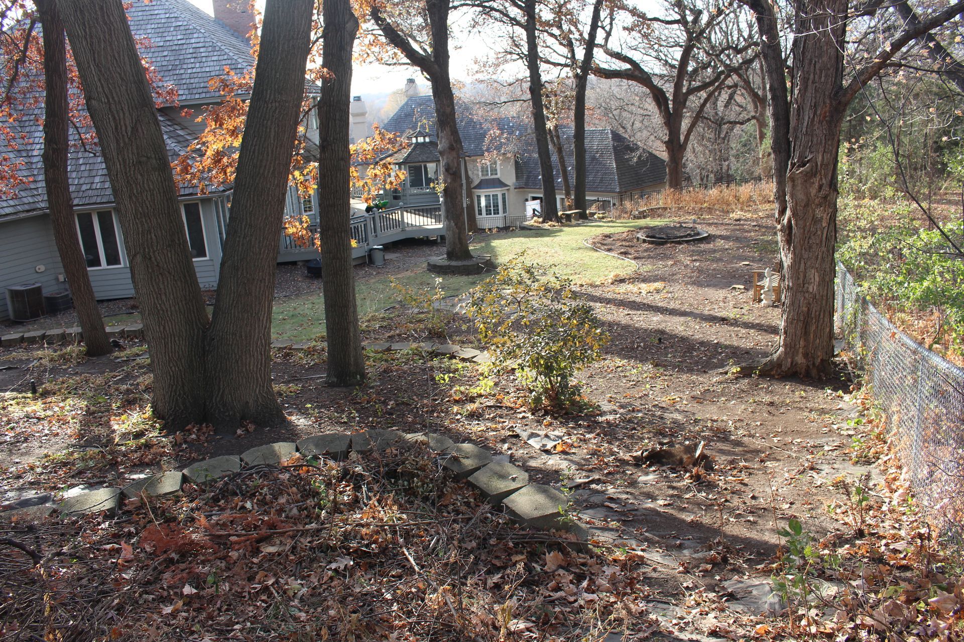 sloped backyard with no flat lawn and lots of useable space