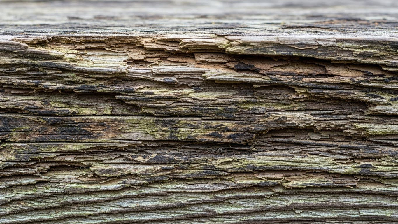 closeup of wood rot during excavation