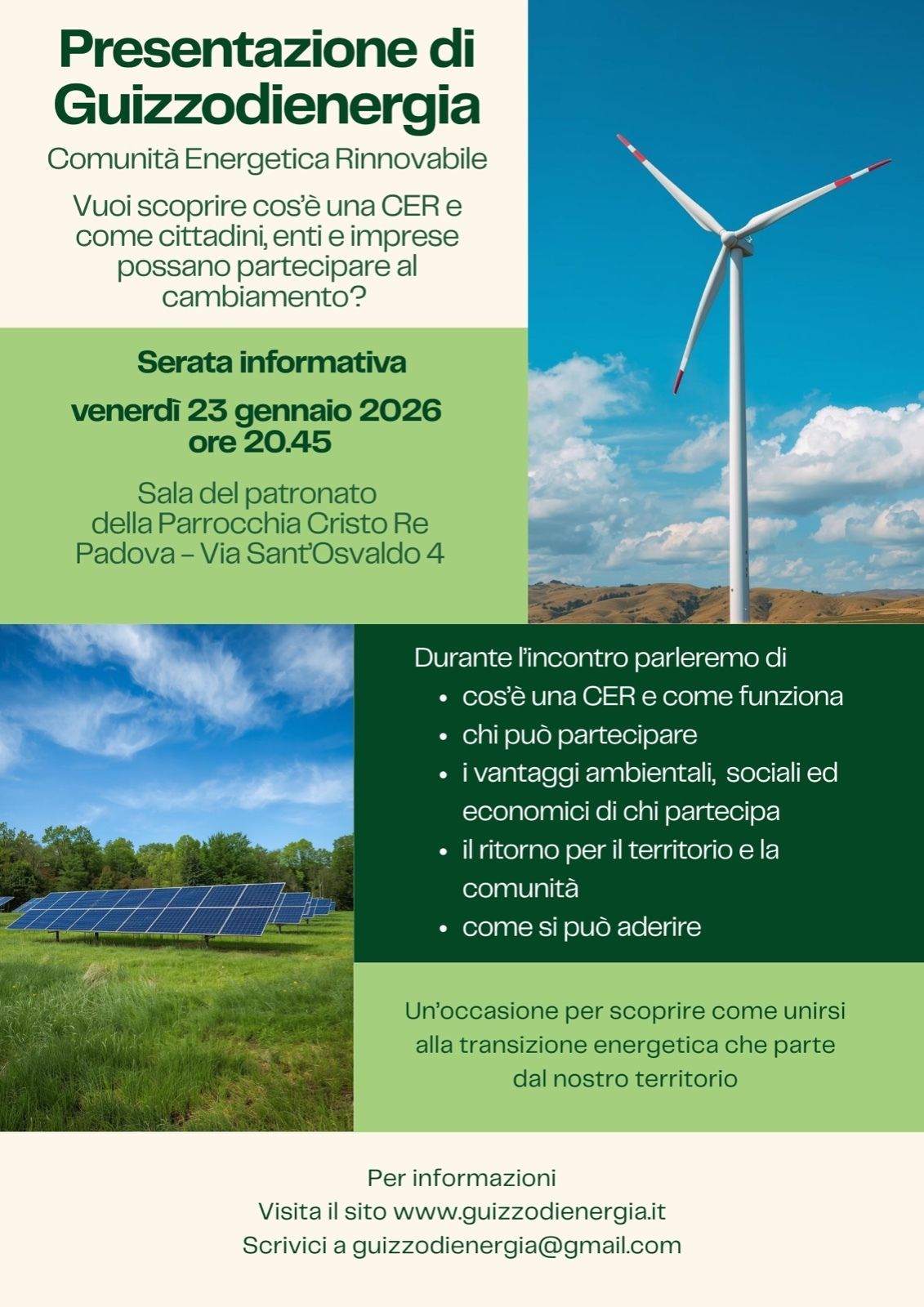 Presentazione CER Guizzodienergia – Cristo Re 23/1/2026, Padova