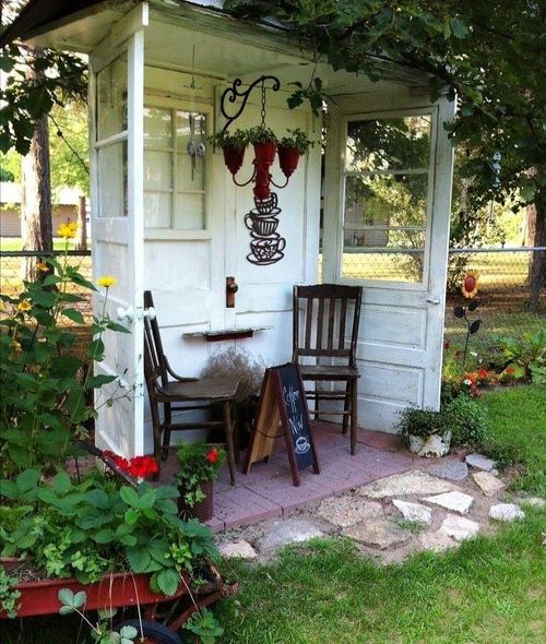 A shed with a sign that says ' a ' on it