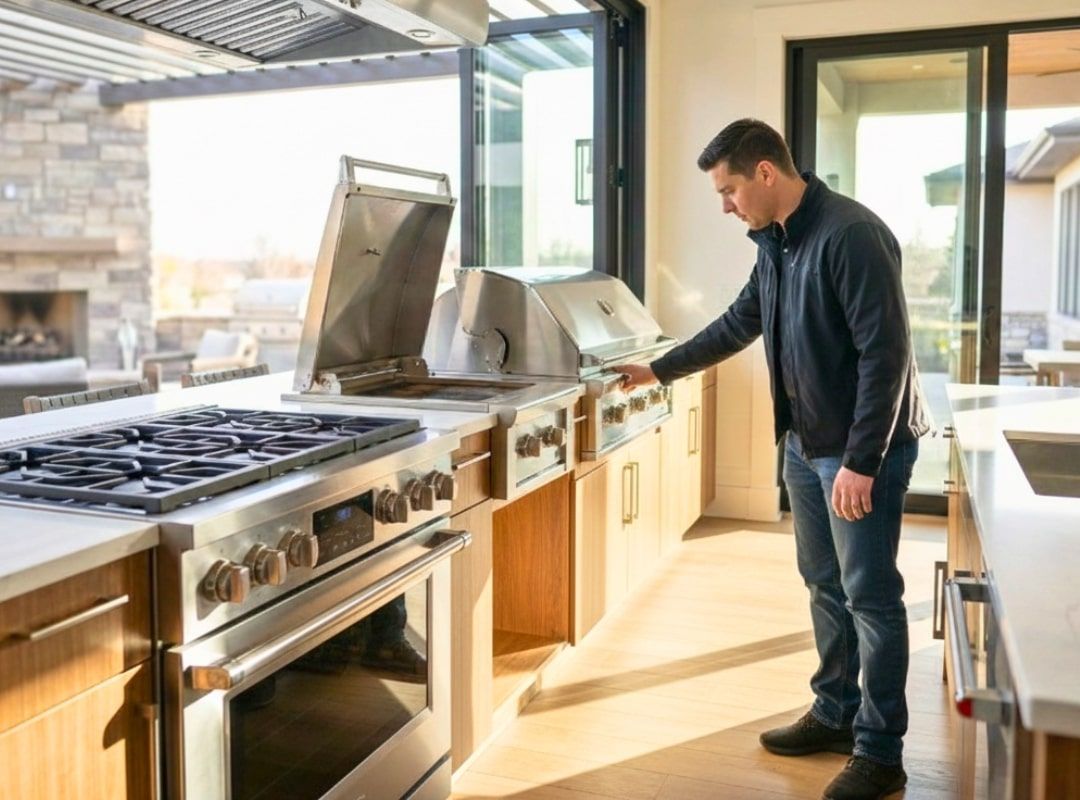 professional gas line installation, modern appliance 