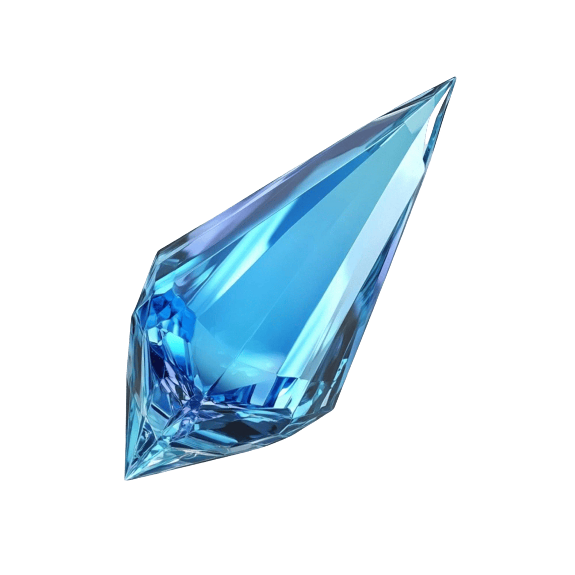 Blue, crystalline gemstone with sharp facets, possibly a magic artifact.