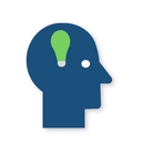icon of a man's head with a green lightbulb indicating he's thinking about environmental energy solutions