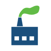 icon of a manufacturing facility producing smog