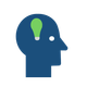 Icon of a person's head with a green lightbulb indicating he's thinking about about environmental solutions