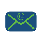 icon of mail with @ on it indicating email