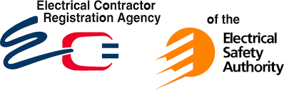 The logo for the electrical contractor registration agency of the electrical safety authority