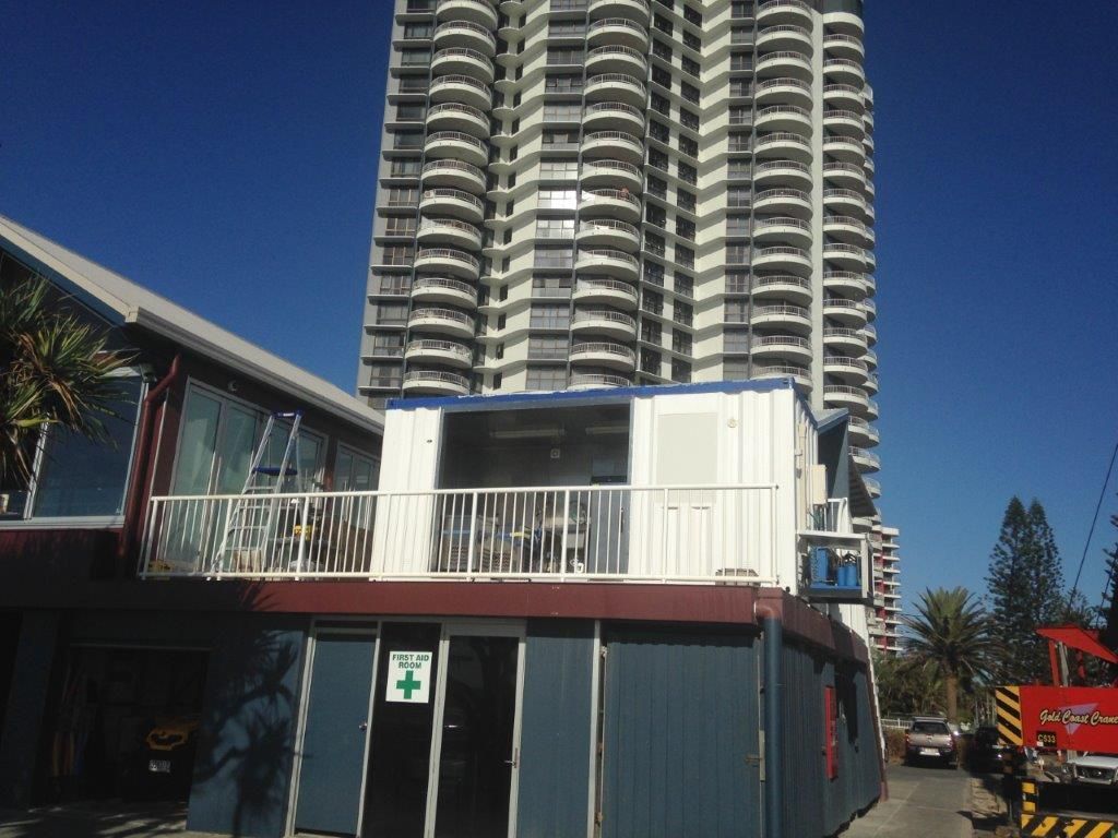 Storage Container Installing in Progress — Palm Beach, QLD — Container Kitchens & Shops