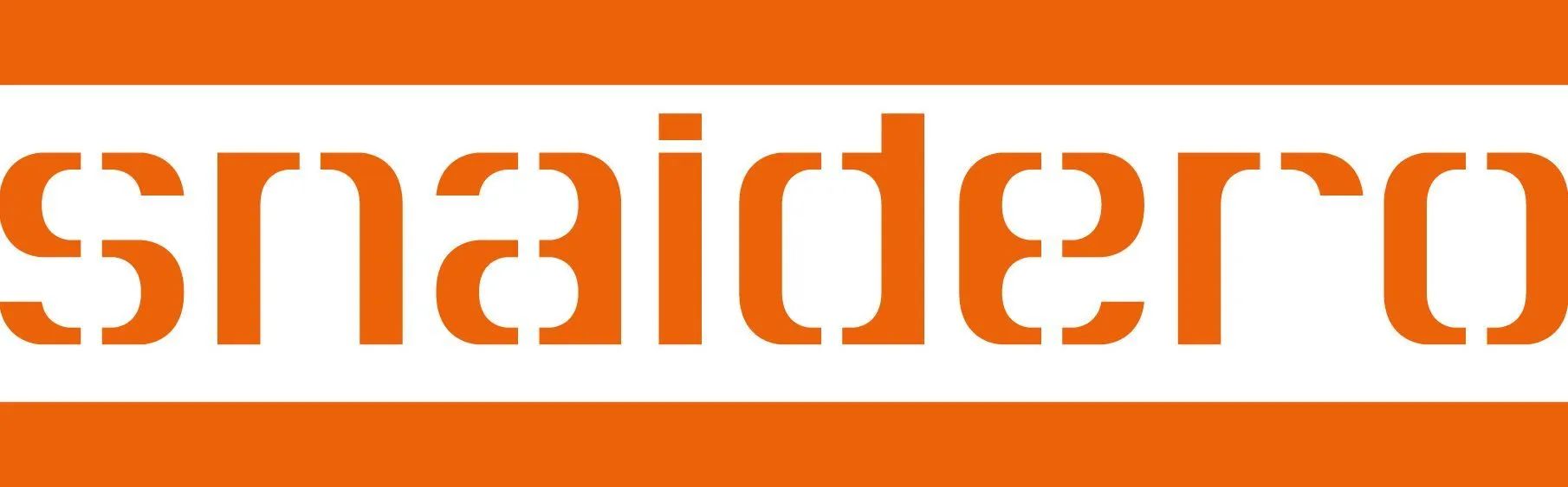 Logo snaidero, testo arancione su sfondo bianco in un rettangolo arancione.