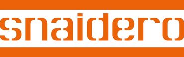 Logo snaidero, testo arancione su sfondo bianco in un rettangolo arancione.