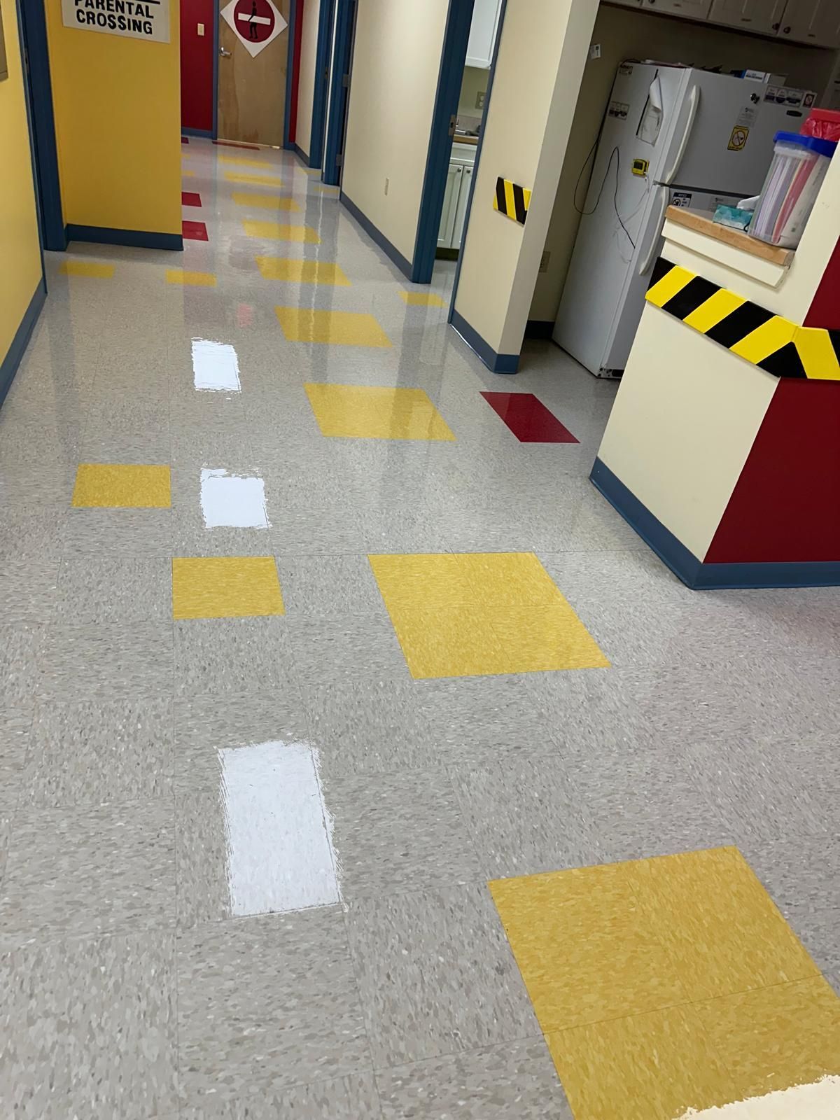 Gleaming tile floors in healthcare facility after janitorial service
