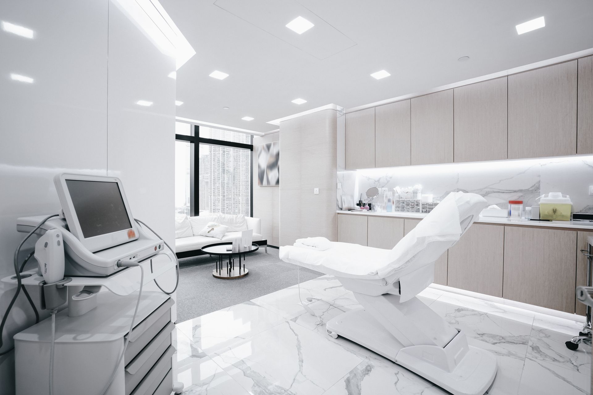 Sanitized medical supply room with disinfected surfaces and organized equipment through specialized cleaning in Barnstable, MA.