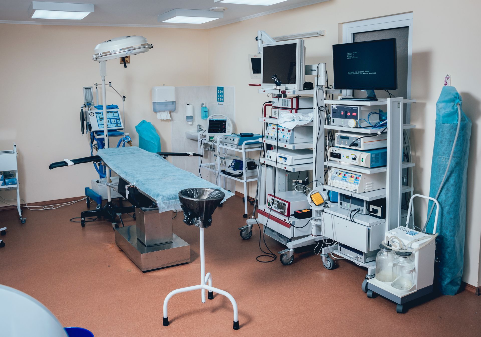 Sanitized medical supply room with disinfected surfaces and organized equipment through specialized cleaning in Barnstable, MA.