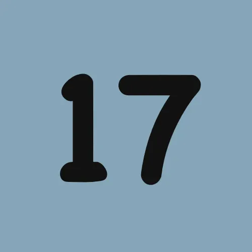 The number 17 is on a blue background.