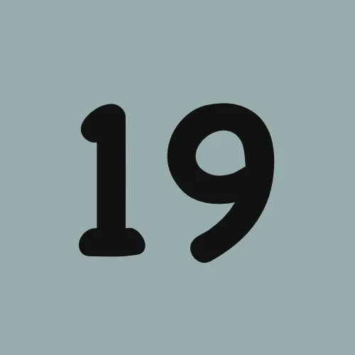 The number 19 is on a blue background.