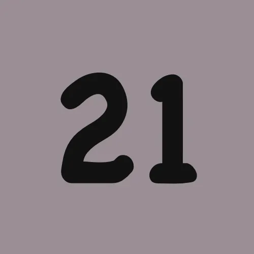 The number 21 is written in black on a gray background.