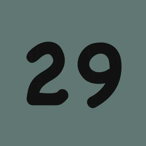 The number 29 is written in black on a grey background
