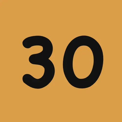 The number 30 is on a yellow background