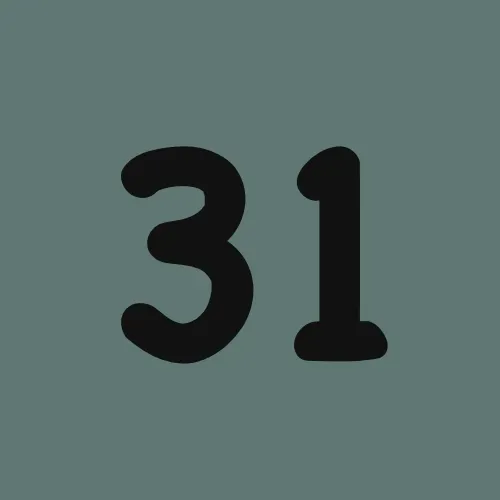 The number 31 is on a gray background