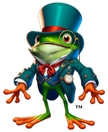 A frog is wearing a top hat and a suit