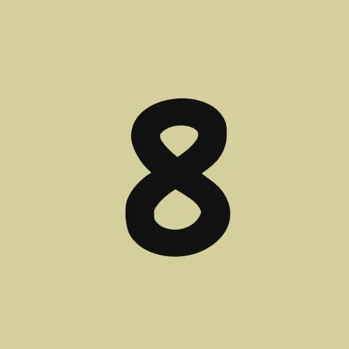 A black number eight on a yellow background