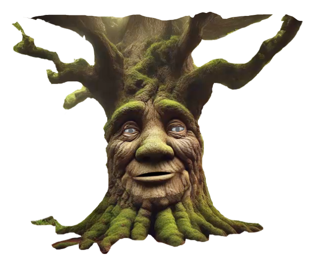A tree with a face on it 's trunk