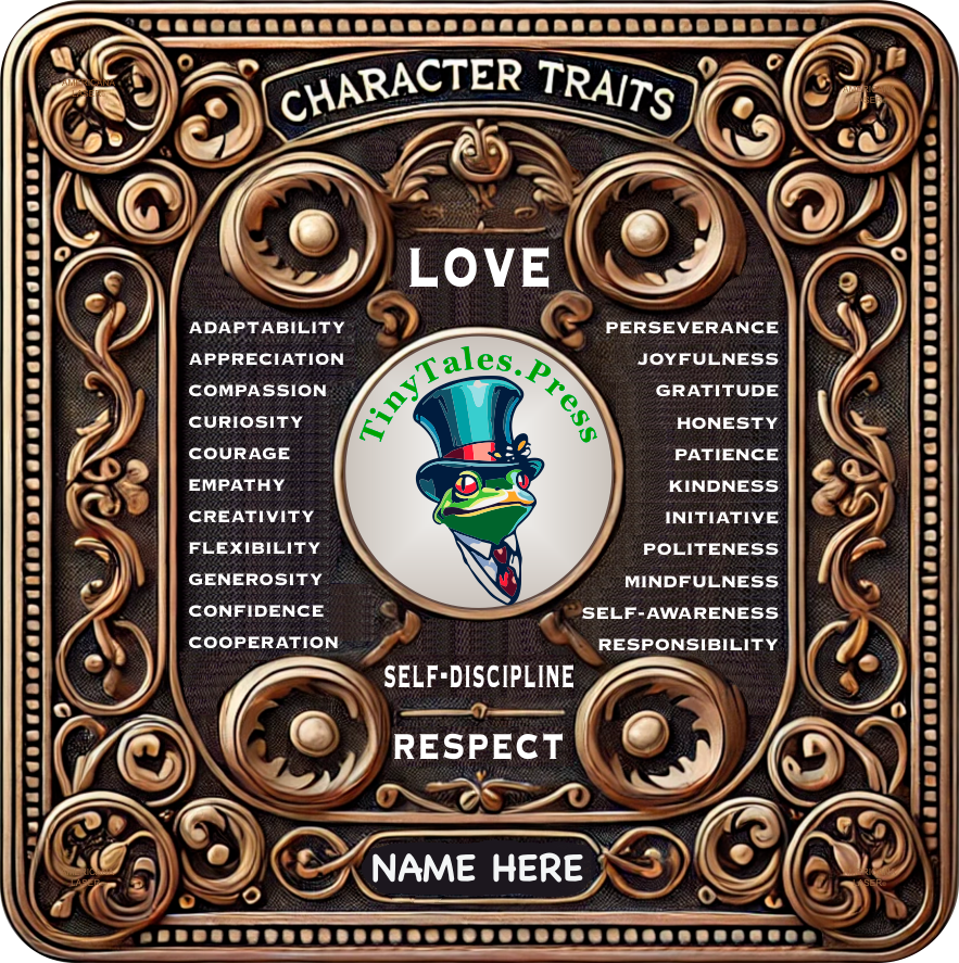 A plaque with the words character traits love and respect on it