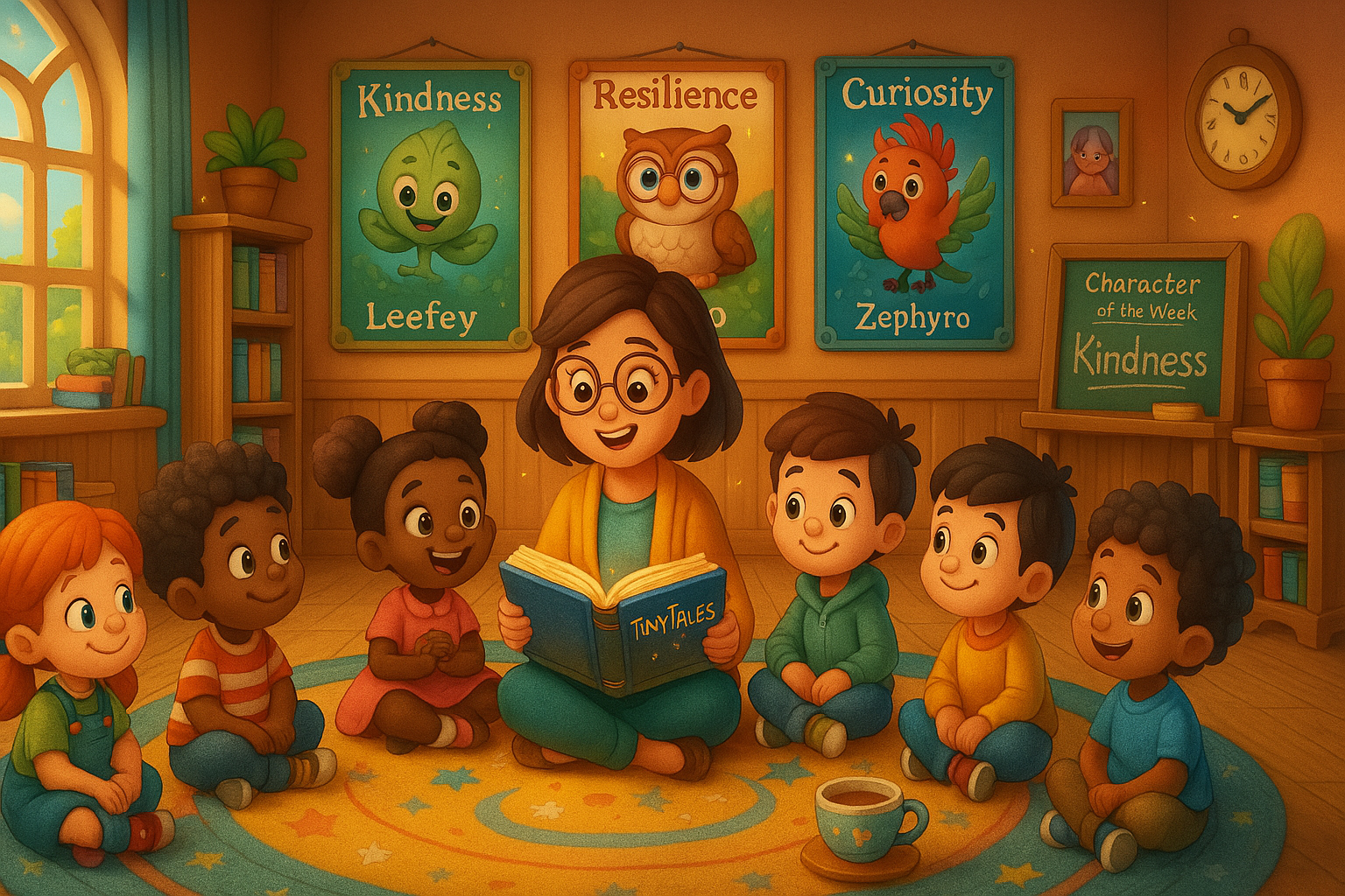 A woman is reading a book to a little girl.
