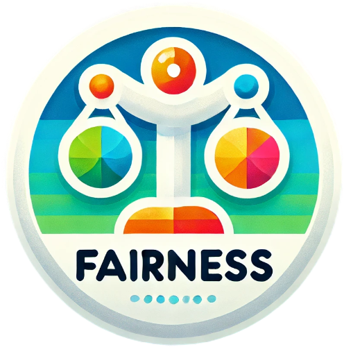 A colorful logo that says fairness on it