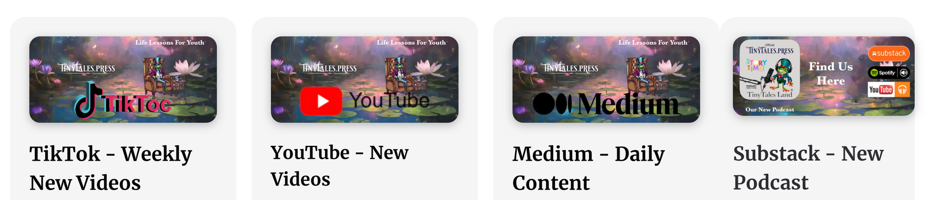 A screenshot of a youtube app with four icons
